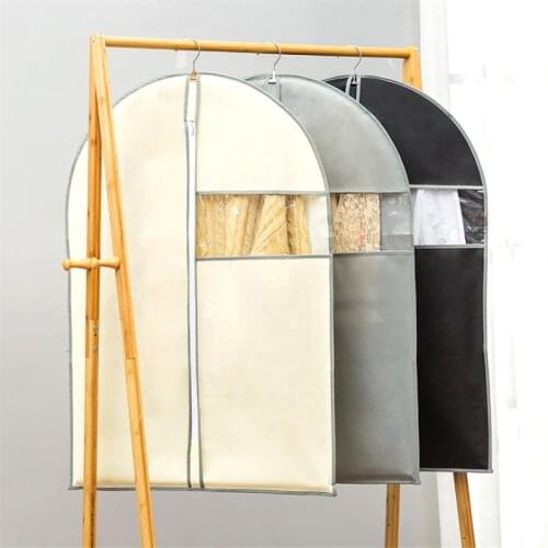 Non-woven Transparent Window Dustproof clothing Cover Coat Storage Hanging Pocket Wardrobe Suit Anti-wrinkle Dust Cover