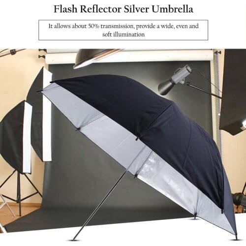 1Pcs 83cm 33" Photo Studio Flash Light Grained Black Silver Umbrella Reflective Reflector Wholesale