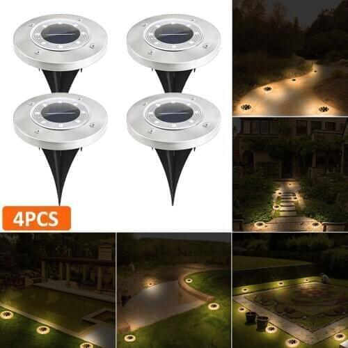 4pcs Solar Underground Light Outdoors Waterproof 8 LED Solar Street Light Garden Decor Buried Stair Lamp Underground Decking