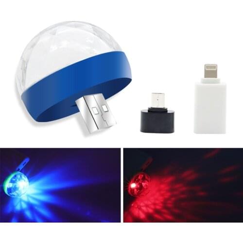 Portable RGB Mini USB LED Atmosphere Light Sound Control Magic Ball Disco Ball Lamp Indoor For Apple/Android Phone stage Light
