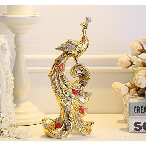 Luxury Decorative Peacock Miniature Paperweight Glass Animal Peafowl Craft For Ornaments Home Decor DIY Gifts