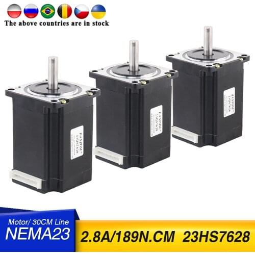 3pcs NEMA23 Stepper Motor 270 oz.in=1.9NM single shaft 2.8A 189N.CM 23HS7628 motor for 3D printer Medical Industrial Automation