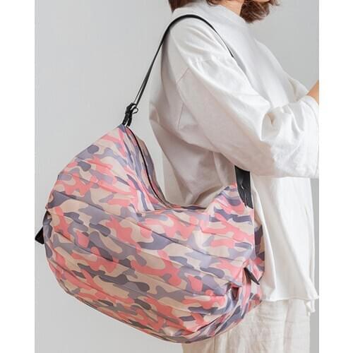 Storage Bag Large Thick Nylon Foldable Reusable Shopping Shoulderbag Waterproof Tote Bag Large Capacity and Strong Bearing