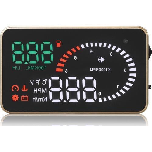 X6 HUD OBD2 Head Up Multiple Display Speedometer Gauge Tachometer Fuel Consumption Driving Time With Alarm Windshield Projector