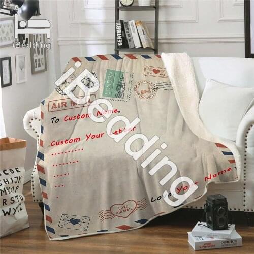 Custom Letter Message Warm Sherpa Blankets for Sofa Christmas Gift Throw Blanket Print on Demand Customized