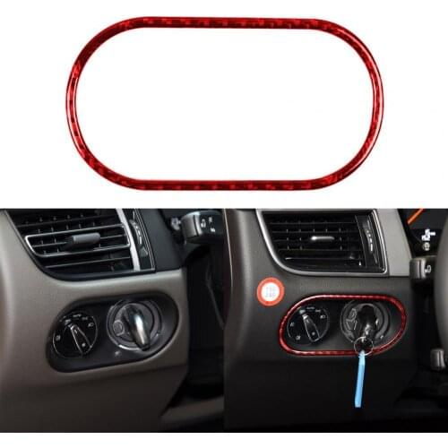 Panel Frame Heat-resistant Durable Self-adhesive Carbon Fiber Red Headlamp Switch Panel Sticker for Porsche Macan 2014-2021