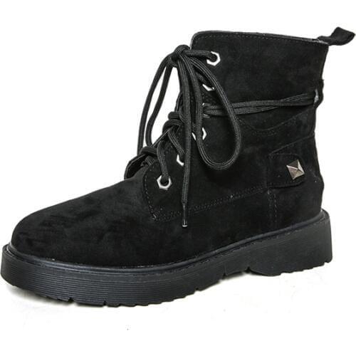 Martin Boots Female British Wind 2019 New Autumn And Winter Wild Students Ins Net Red Handsome Flat Bottom With Short Boots