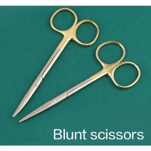 Gold handle blunt scissors nose plastic equipment cosmetic surgery tools nasal head round scissors