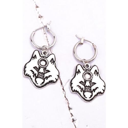 1Pair Punk Vintage Wolf Fox Animals Hoop Earrings For Women Men Rock Hip Hop Metal Color Endless Circle Earrings Jewelry E598