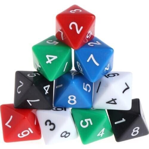 10pcs 8 Sided Acrylic Number Dice Family Party Bar Board Game DND Accessories U2JB