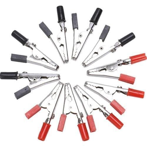 SODIAL(R) 10 Pcs 50mm Plastic Handle Test Probe Metal Alligator Clips Promotion