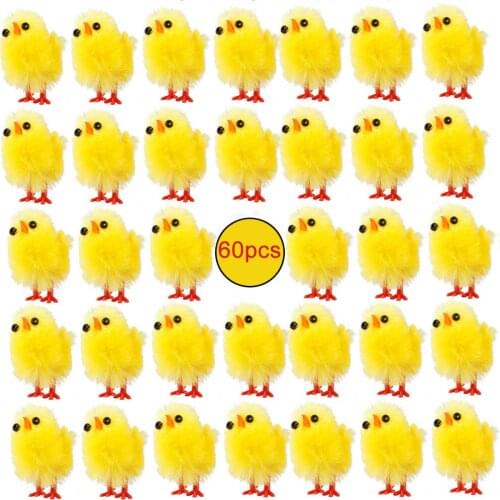 12/36/60pcs Simulation Easter Chick Yellow Mini Lovely Artificial Home Decoration Toys Plush Chicken Easter gift for Children