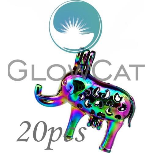 20x CC76 Rainbow Colors Elephant Stone Beads Cage Jewelry Making Essential Oil Diffuser Pearl Cage Locket Pendant
