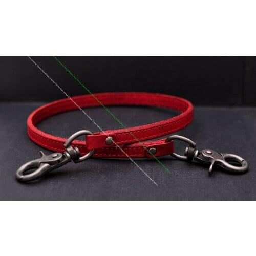 23.5" Quality RED Veg Cowhide Plain Leather Trucker Biker Key Jeans Wallet Chain Trigger Hook Clasp