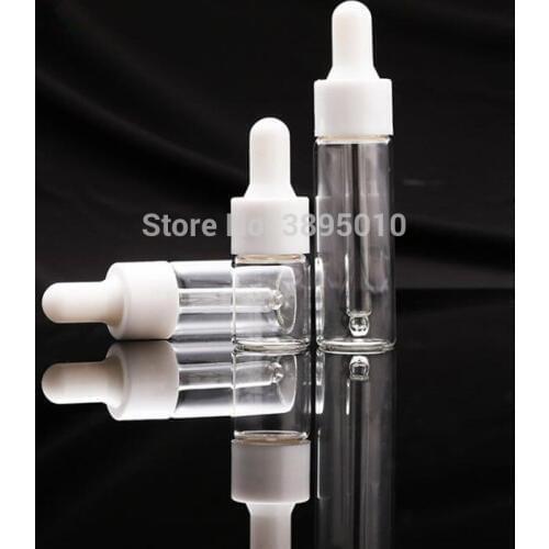 3ml / 5ml Empty clear Glass Dropper Bottles Pipette W/cover for Essential Oil F500