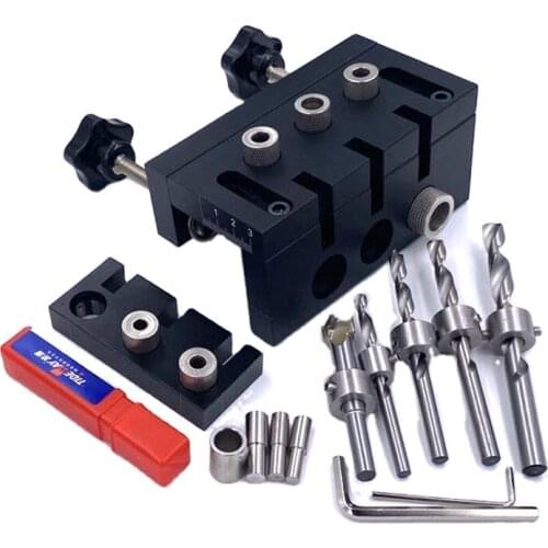 3 In 1 Dowelling Jig Woodworking Joinery Punch Locator Self Centering Metric Dowel wooden pin Drilling Tools Pocket Hole Jig