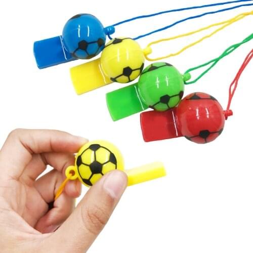 Childrens Plastic Whistle with Rope World Referee Easy Carry Mini Pattern Spherical Cheerleading Basketball Random Color
