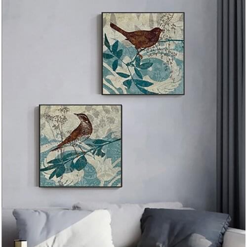 Abstract American Flower Bird Decorative Painting Traditional American Canvas Art for Living Room Modern Poster Print Wall Art