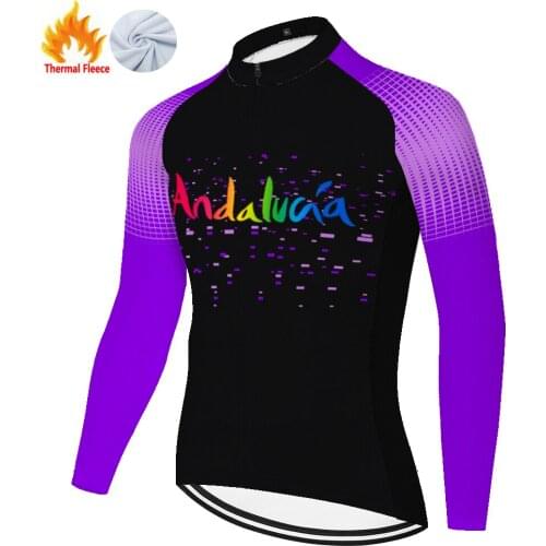 Andalucia Winter Thermal Fleece Vetement Retro Divise Uomo Camisa Masculina Maillot Hombre Tenue Velo Homme Jersey Ciclismo