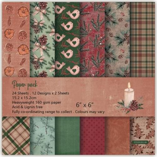 Christmas style Scrapbooking paper pack of 24 sheets handmade craft paper craft Background pad 413