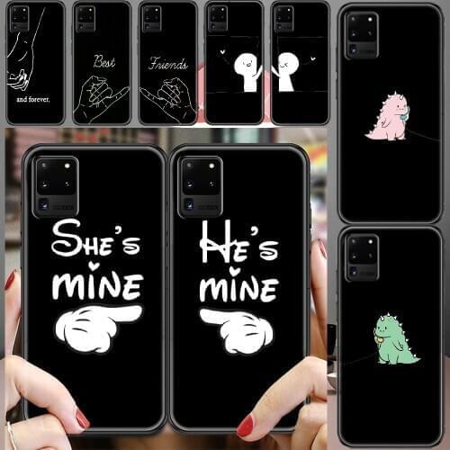 Couple Lovers Best Friends Forever Phone case For Samsung Galaxy Note 4 8 9 10 20 S8 S9 S10 S10E S20 Plus UITRA Ultra black