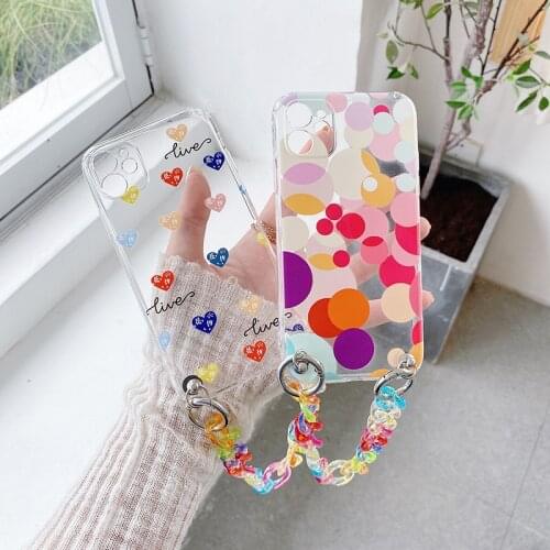 Graffiti love Phone Case for Samsung Galaxy A52 A12 A91 A01 M01 CORE A21 A11 A41 A32 A31 A21S M51 M31Colorful Chain Cover