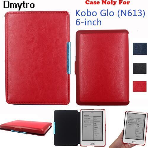 PU Leather Flip Cover Case for Kobo Glo 6 inch Model N613 Rakuten ebook eReader cover with Magnetic