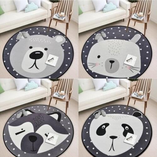 Newborn Infant Crawling Blanket Play Mat Cotton Round Floor Carpet Rugs Mat for Kids Room Nursery Decor Cartoon Animal Baby Mats