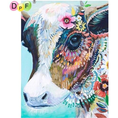 DPF Full Square 5D DIY Diamond Painting Cross Stitch Colorful Cow diamond Embroidery Rhinestone diamond Mosaic Painting Gift
