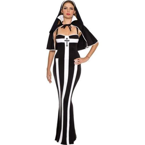 Sexy Women Crazy Arabia Nun Halloween Cosplay Costumes Erotic Deluxe Nun Movie Costume Adult Fancy Dress Sister Party Outfit