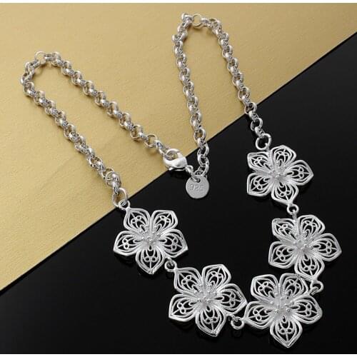 Beautiful Flowers Pendant 925 Sterling Silver Necklace For woman party fine Jewelry high quality Popular brands Christmas gifts