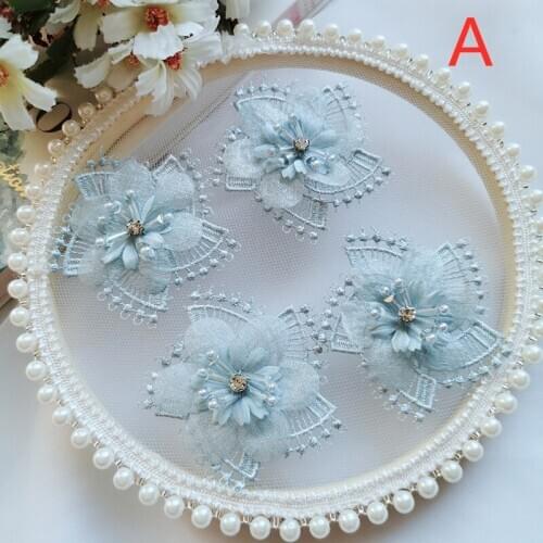 Colorful 3D Pearls Flower Embroidered Lace Trim Ribbon Fabric Sewing Supplies Craft For Costume Wedding Dress Decoration