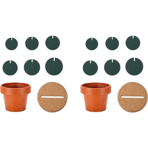 Creative DIY Cactus Green Coasters with Flowerpot Holder Storage Box Non-slip Insulation Cup Bowl Mat Home Office Decor N0PA