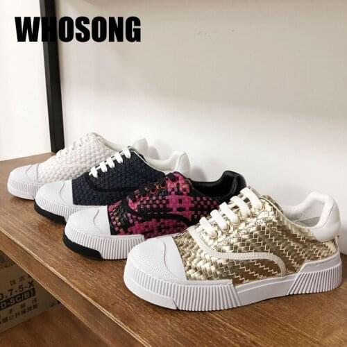 Women Casual Sneakers Female Brand Weave Shoes Woman White Sport Sneakers Ladies Chunky Sneakers Platform Shoes Trainers New