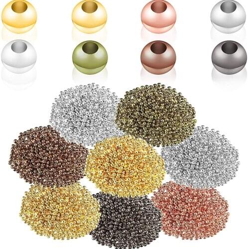 500pcs/lot 3 4 6mm Gold Bronze Round Spacer Beads Ball End Seed Metal Beads For Jewelry Making Findings Accessories Supplie