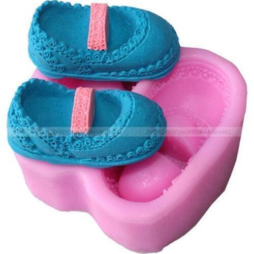 Small Baby Shoes Chocolate Silicone Fondant Cake Pastry Mould Biscuits Ice Cube Molds Baking Cake Decoration Tools Soap Clay New