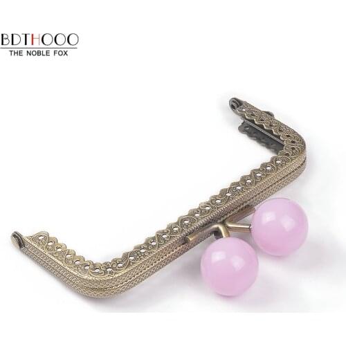 10pcs/ Lot 10.5cm Candy Color Metal Purse Frame Handle for Clutch Bag Accessories Making Kiss Clasp Lock Antique Bronze Hardware
