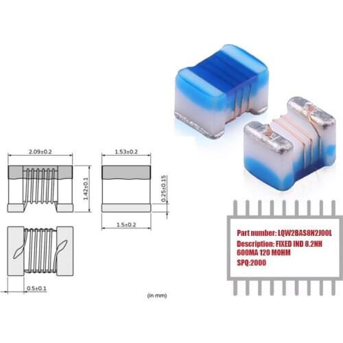 My Group Asia 2000PCS LQW2BAS8N2J00L Wirewound Unshielded 0805 FIXED IND±5% 8.2NH 600MA 120 MOHM Inductors in Stock