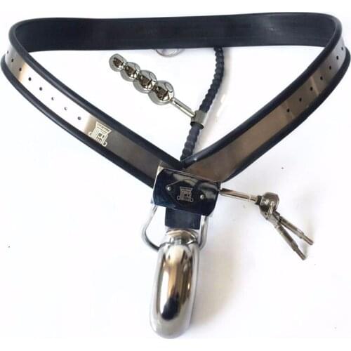 Stainless Steel Male Chastity Belt Panties With Anal Plug Cbt BDSM Sex Toys For Men Bondage Metal Chastity Lock Cock Cage