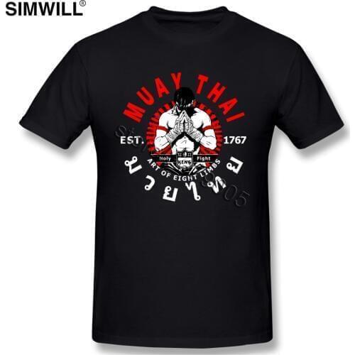 Custom Cool Muay Thai Fighter T Shirt Men Fashion TShirts Family Tee Club Short Sleeves Full Cotton Crew Shirts