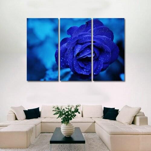 Romantic love Blue rose 3p KIT Canvas Painting Modern Home Decoration Living Room Bedroom Wall Decor Picture