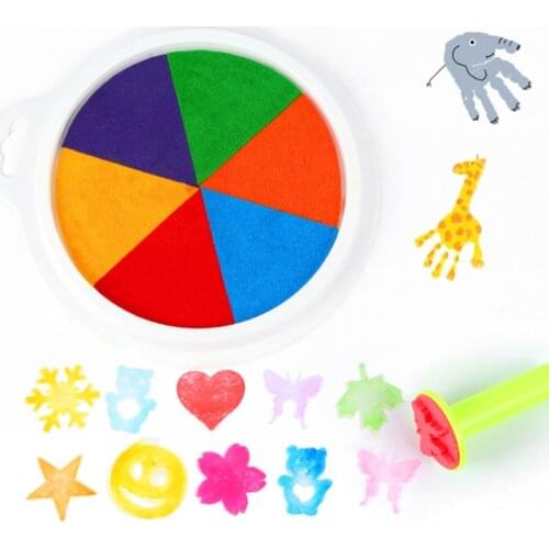 Funny 6 Colors Ink Pad Stamp DIY Finger Painting Craft Cardmaking Large Round For Kids Education Drawing Toys Interactive toys