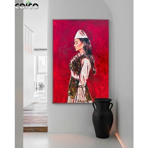 Hand Oil Painting Texture Wall Art Print Canvas Picture Modern Nordic Woman Parlor Home Decor Red Prints Room Decorative Posters