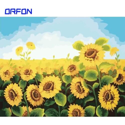 ORFON Frame Sunflower DIY Painting By Number Acrylic Canvas Wall Art Picture Painting Calligraphy For Home Decors Christmas gift