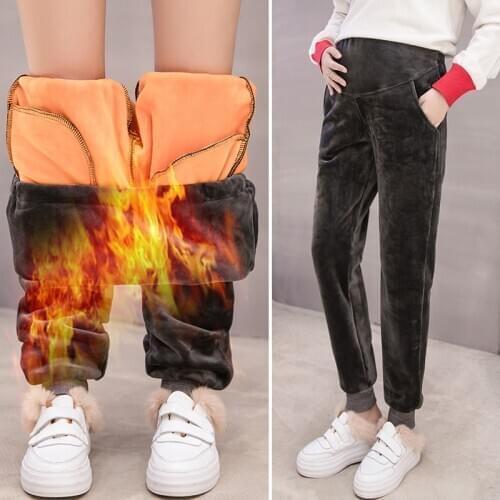 Autumn and winter Women clothing maternity clothes winter Leggings thickened with velvet pregnant women trousers warm pants