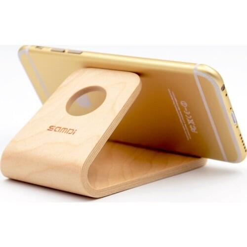 SAMDI Portable Birch Wooden Phone Tablet Stand Holder Dock Station Cradle for iPhone12 11 Pro Max 12mini XS XR X Samsung Xiaomi