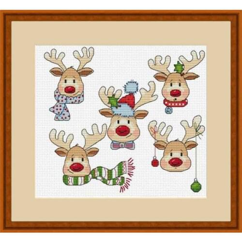 Festive Holiday Painting Fishxx Precision Printing Cross Stitch Kit A3301 Christmas Deer Cute Cartoon DIY Hand Embroidery