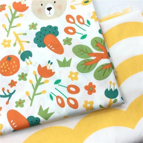 100% cotton twill cartoon childlike orange green birds Abstract style wave fabric for DIY crib bedding apparel quilting handwork