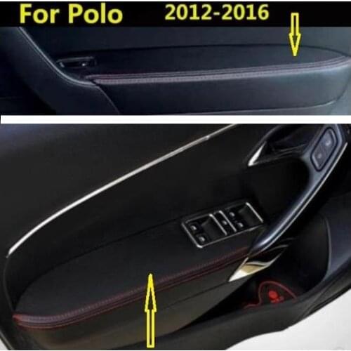 Sedan For VW Polo 2011 2012 2013 2014 2015 2016 Microfiber Leather Door Handle Armrest Cover Car accessories interior