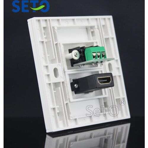 SeTo 86 Type One Port Red & White Audio + HDMI Panel Wall Plate Socket Keystone Faceplate